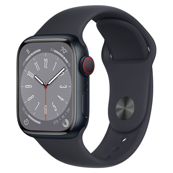 Apple Watch Series 8 GPS + Cellular keskiyönsininen alumiinikuori 41 mm  keskiyö urheiluranneke MNHV3KS/A - Keskisen Kello Oy