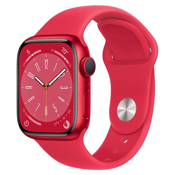 Apple Watch Series 8 GPS (PRODUCT)RED alumiinikuori 41 mm (PRODUCT)RED  urheiluranneke MNP73KS/A - Keskisen Kello Oy