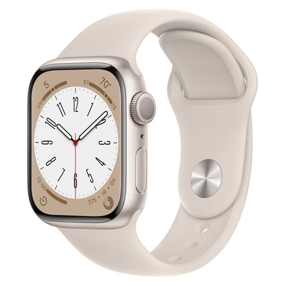 Apple Watch Series 8 GPS tähtivalkea alumiinikuori 45 mm tähtivalkea  urheiluranneke MNP23KS/A - Keskisen Kello Oy